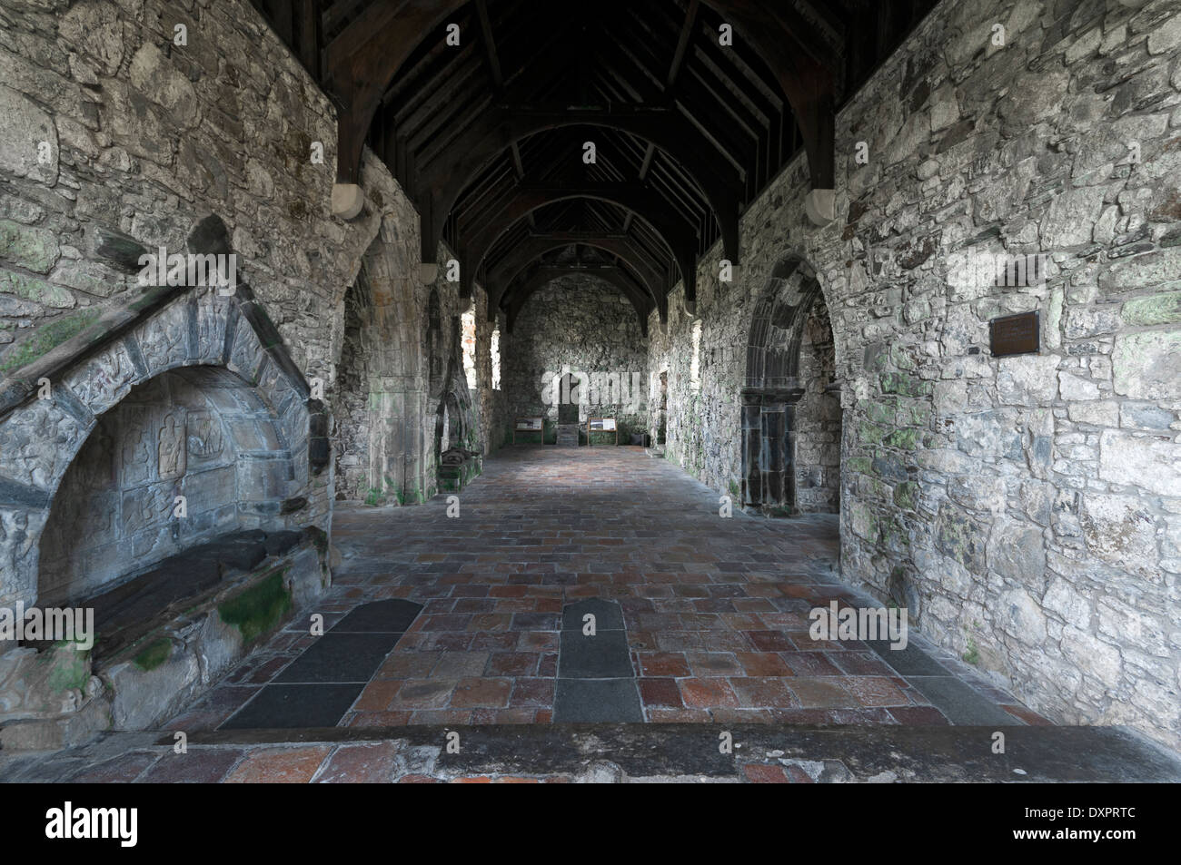 All'interno di San Clemente chiesa (XV secolo) a Rodel (Roghadal), Harris, Western Isles, Scotland, Regno Unito. Foto Stock