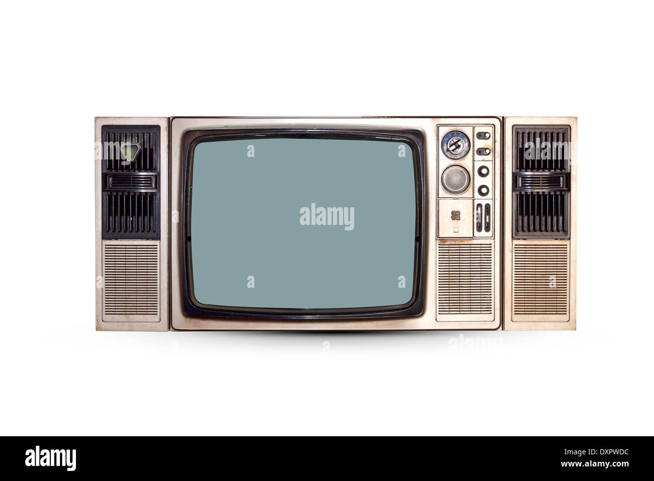 Vintage TV set isolato. Percorso di clipping incluso. Foto Stock