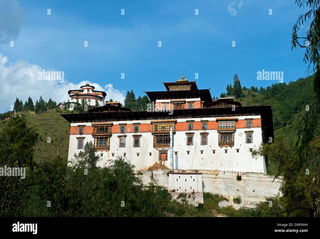 Rinpung Dzong, Drukpa Kagyu monastero buddista e fortezza, Paro, Bhutan Foto Stock