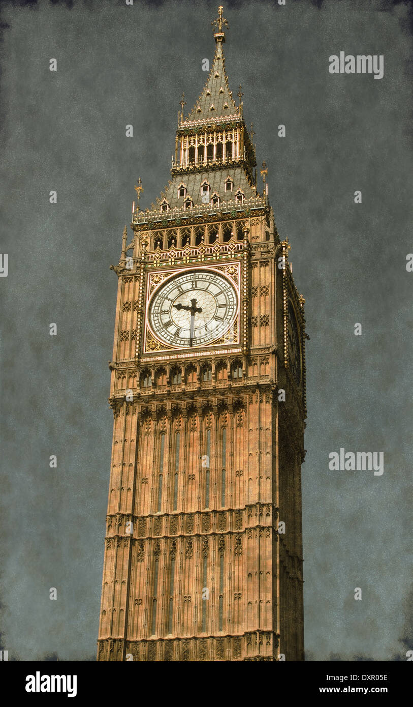 Immagine vintage del Big Ben Clock Tower a Londra, Regno Unito Foto Stock