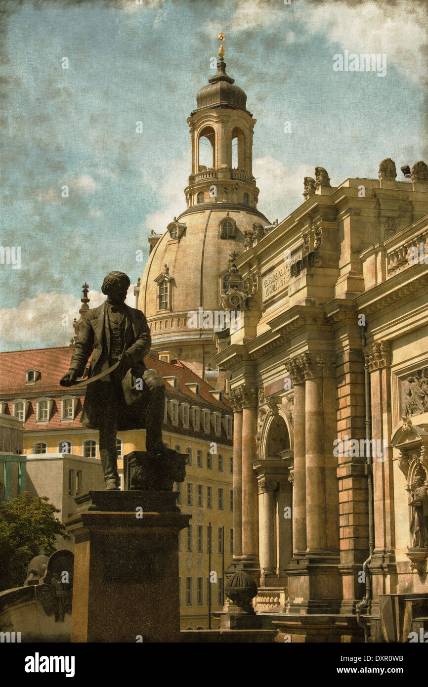 Immagine vintage di una scena urbana di Dresda, Germania Foto Stock