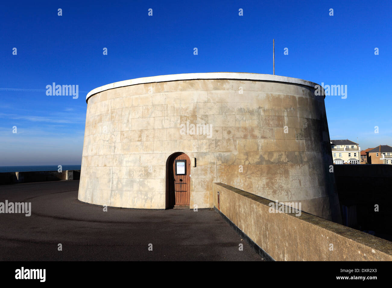 Il Martello Tower Museum, Seaford town, East Sussex, England, Regno Unito Foto Stock