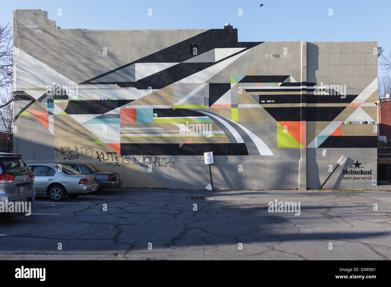 Abstract murale, Atlas District, Washington DC, Distretto di Columbia. Foto Stock