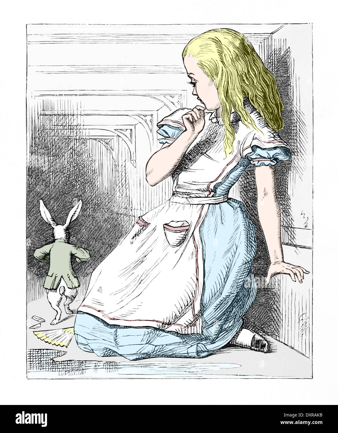 Sir John Tenniel (1820-1914) illustrazione da "Alice nel paese delle  meraviglie" da Lewis Carroll pubblicato per la prima volta nel 1865.  Startled coniglio Foto stock - Alamy