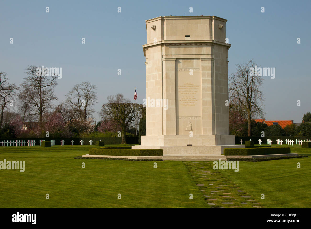 Flanders Field Cimitero e memoriale americano ha visitato dal presidente Obama il 26 marzo 2014 Foto Stock