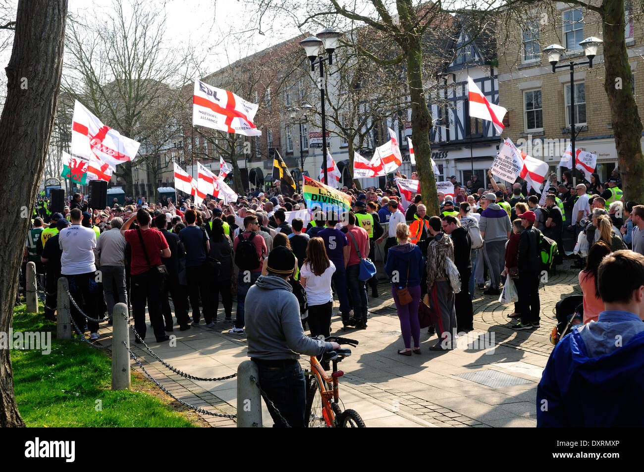Dimostrazione di EDL ,Peterborough,Cambridgeshire. 2014. Foto Stock