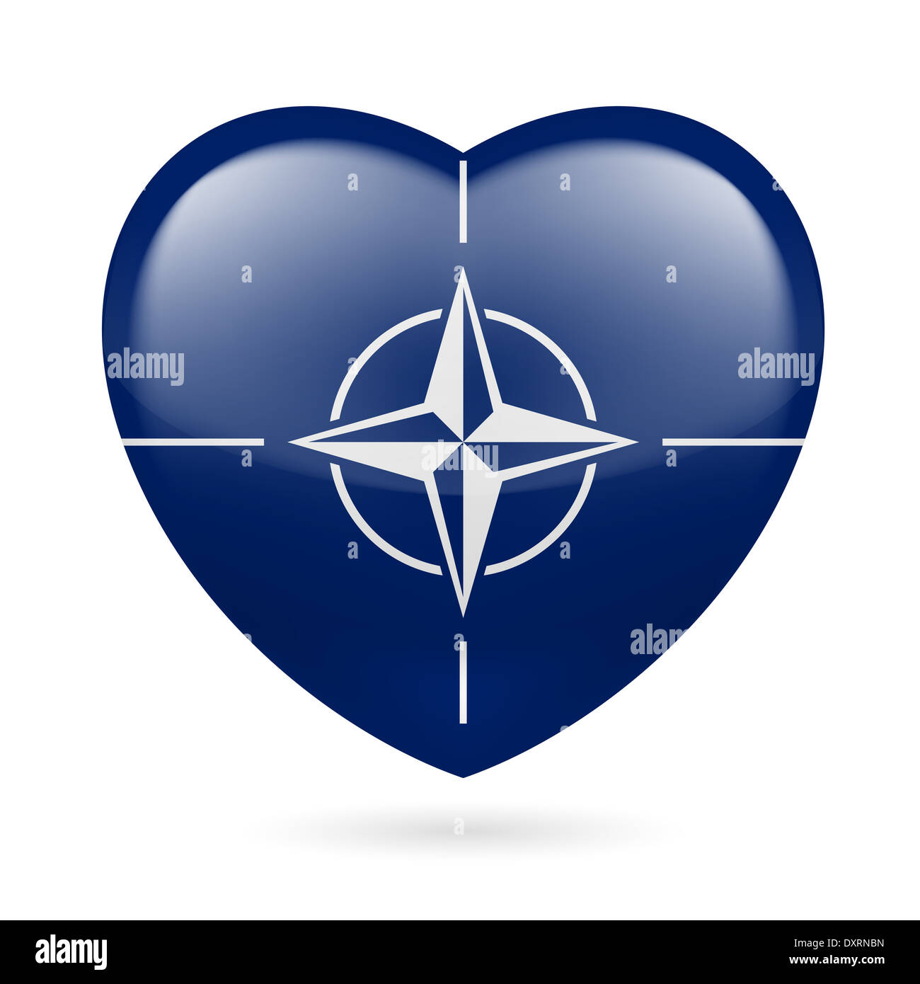 Io amo la NATO. Cuore con design di bandiera Foto Stock