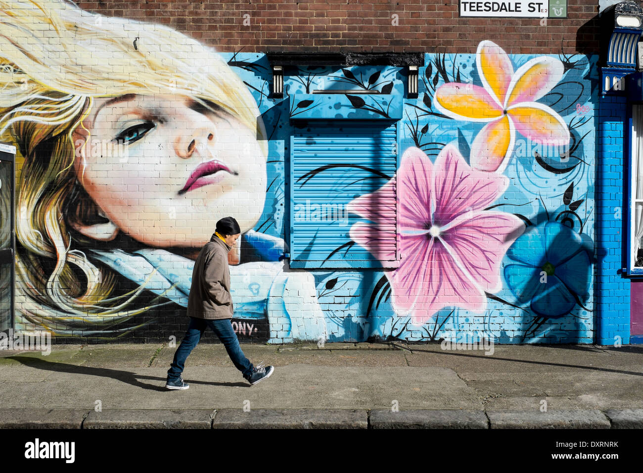 Murale di Hackney, Londra, Regno Unito Foto Stock