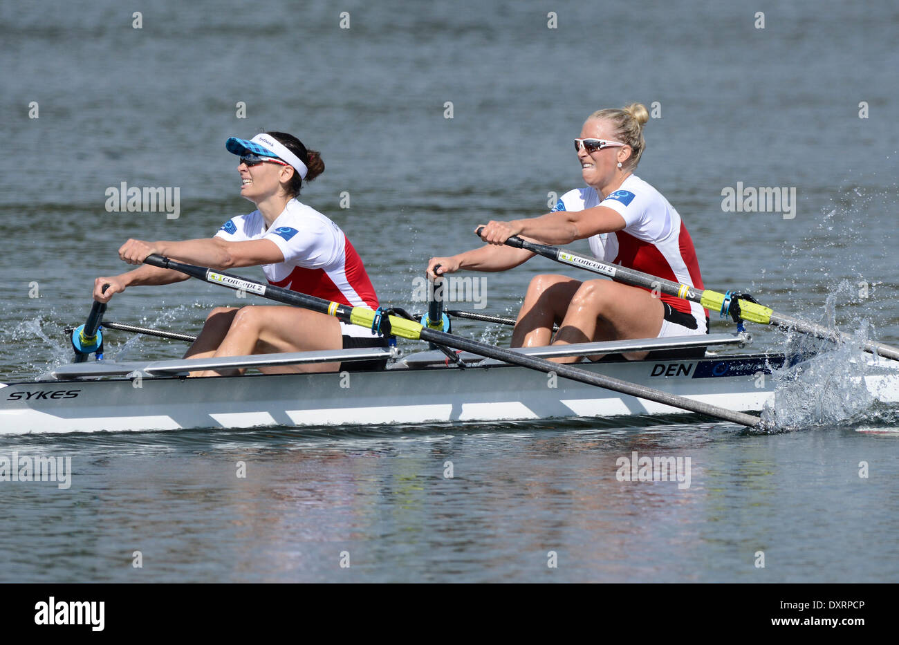 Penrith, Australia. 30 Mar, 2014. Womens Double Scull(World Cup) finale i concorrenti provenienti dalla Danimarca, (b)Mette Petersen,(s)Lisbet Jakobsen al Sydney International Regatta Centre. Credito: Azione Sport Plus/Alamy Live News Foto Stock