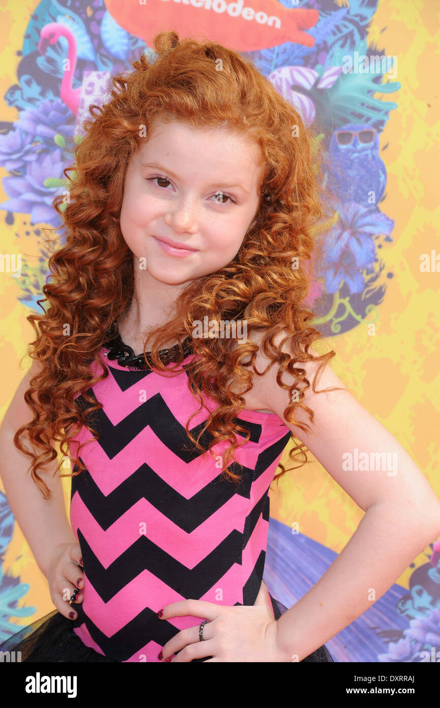 Los Angeles, CA, Stati Uniti d'America . 29 Mar, 2014. L'attrice Francesca Capaldi arriva sul tappeto arancione di Nickelodeon la ventisettesima edizione Kids Choice Awards a USC Galen Center di Los Angeles, Stati Uniti d'America, il 29 marzo 2014. Foto: Hubert Boesl/dpa - NESSUN SERVIZIO DI FILO-/-- Credito: dpa picture alliance/Alamy Live News Foto Stock