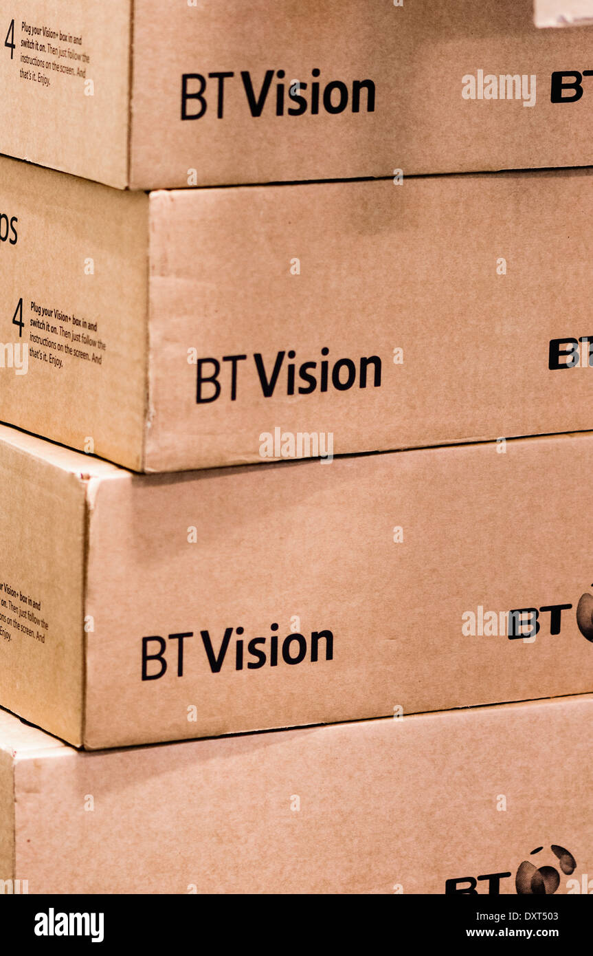 BT Vision scatole impilate Foto Stock