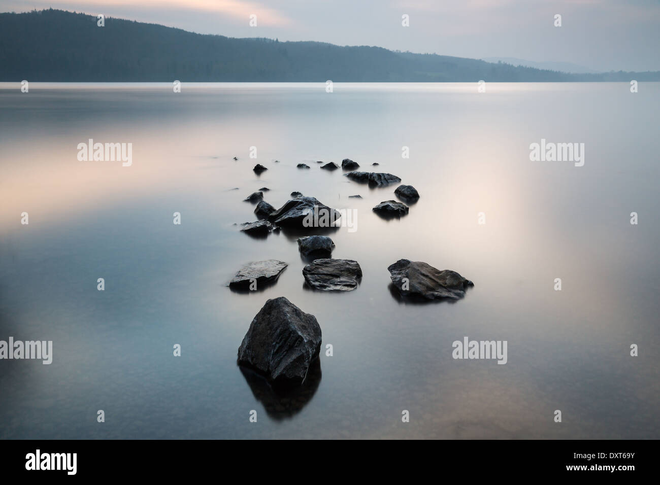 Lago di Windermere tramonto, Lake District Foto Stock