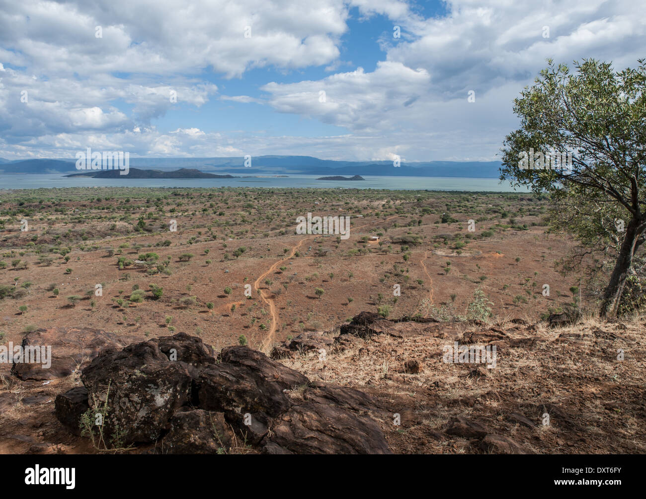 Lake Baringo, Kenya, Africa foto di vista con la tempesta di avvicinamento Foto Stock