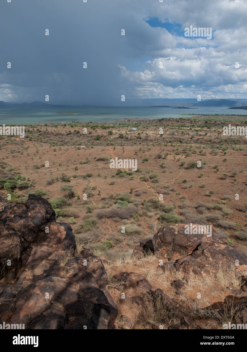 Lake Baringo, Kenya, Africa foto di vista con la tempesta di avvicinamento Foto Stock