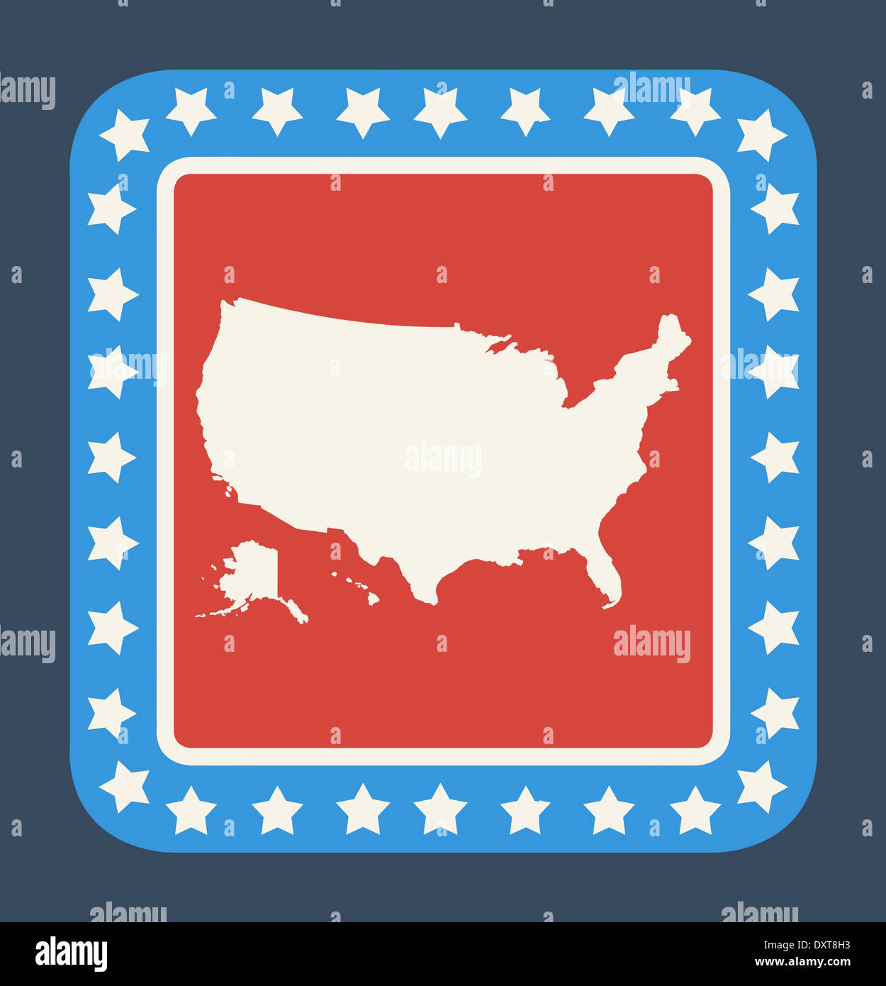 American pulsante mappa in flat web design di stile, isolati su sfondo bianco. Foto Stock