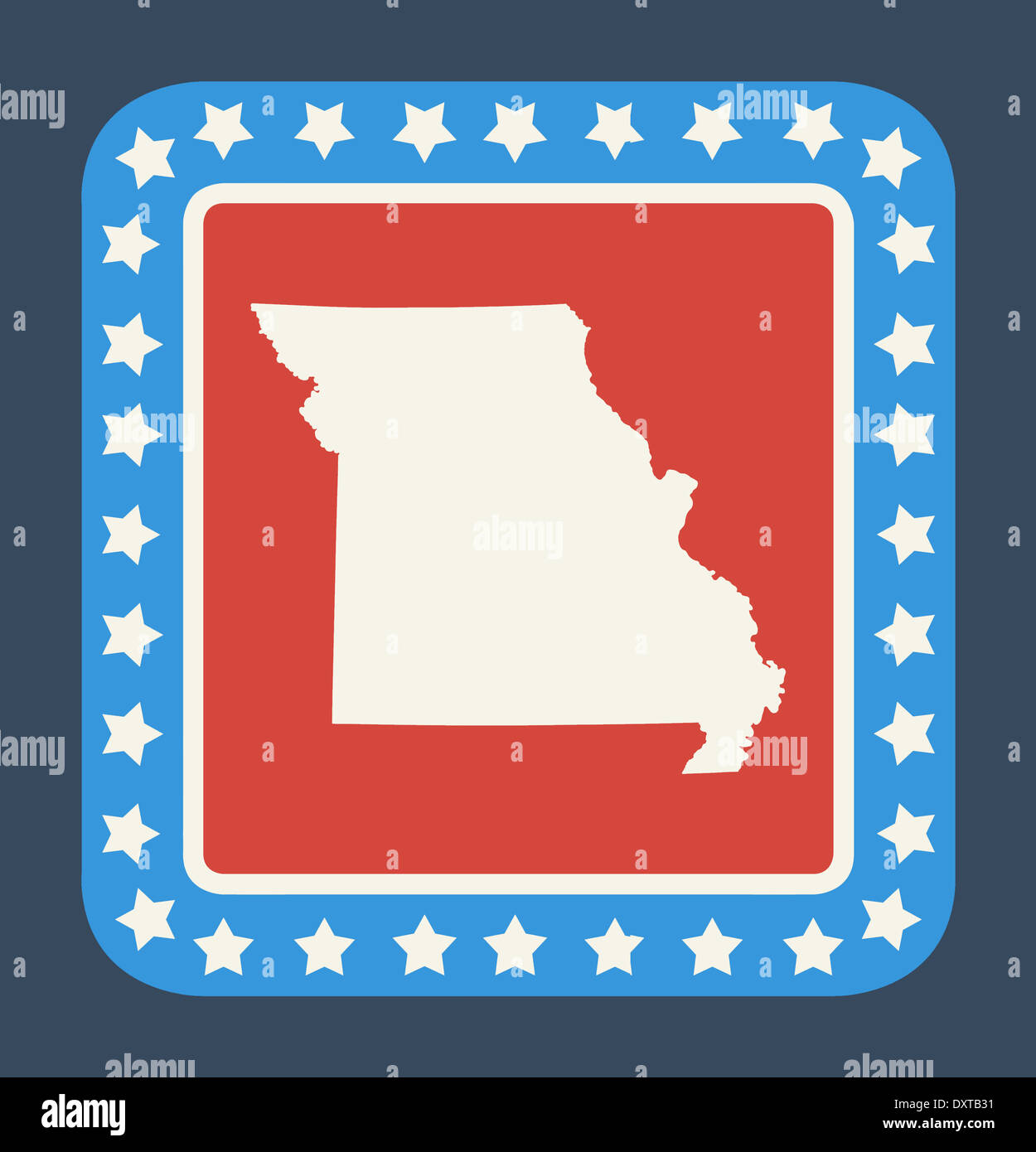 Missouri State pulsante pulsante di stato sulla bandiera americana in flat web design di stile, isolati su sfondo bianco. Foto Stock