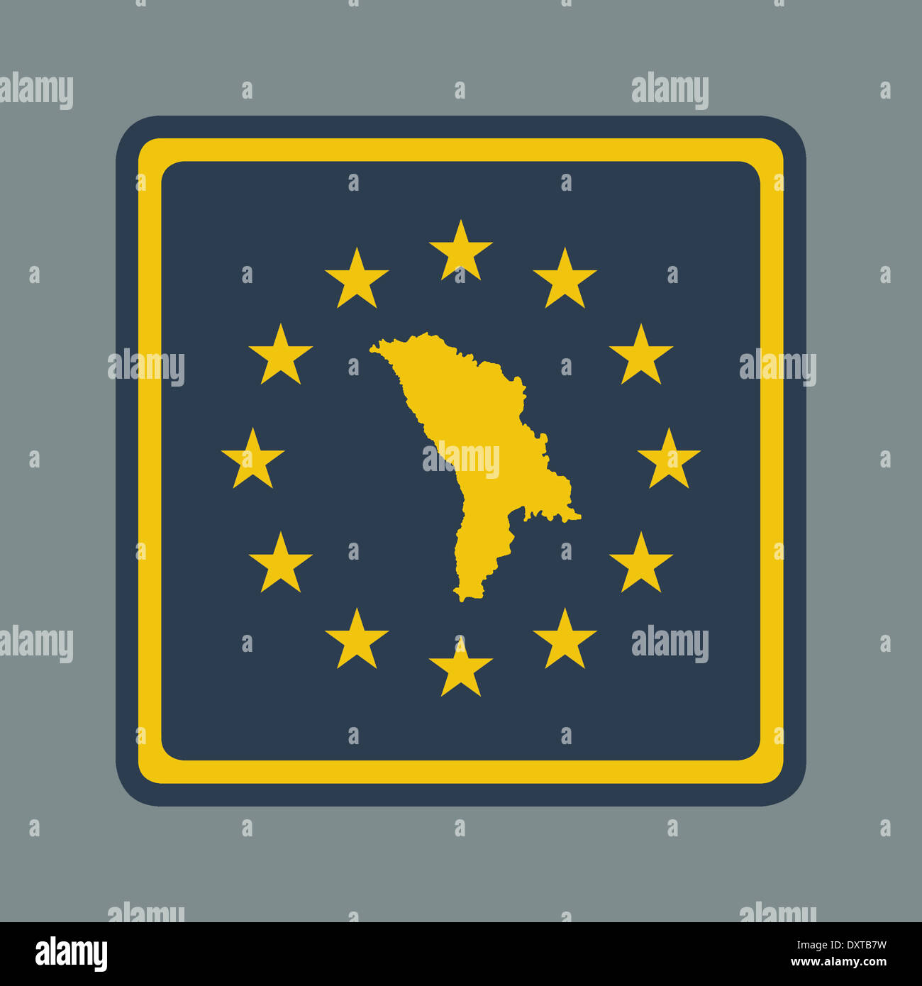 La Moldavia bandiera europea pulsante nel sensibile piana web design stile isolato con percorso di clipping. Foto Stock