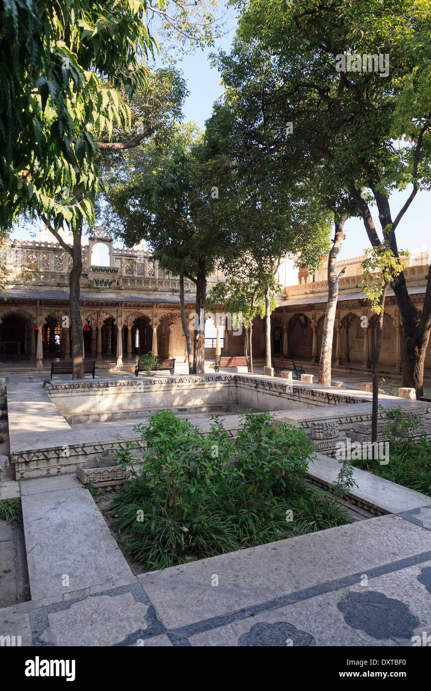 India Rajasthan, Udaipur, città complesso palazzo Foto Stock