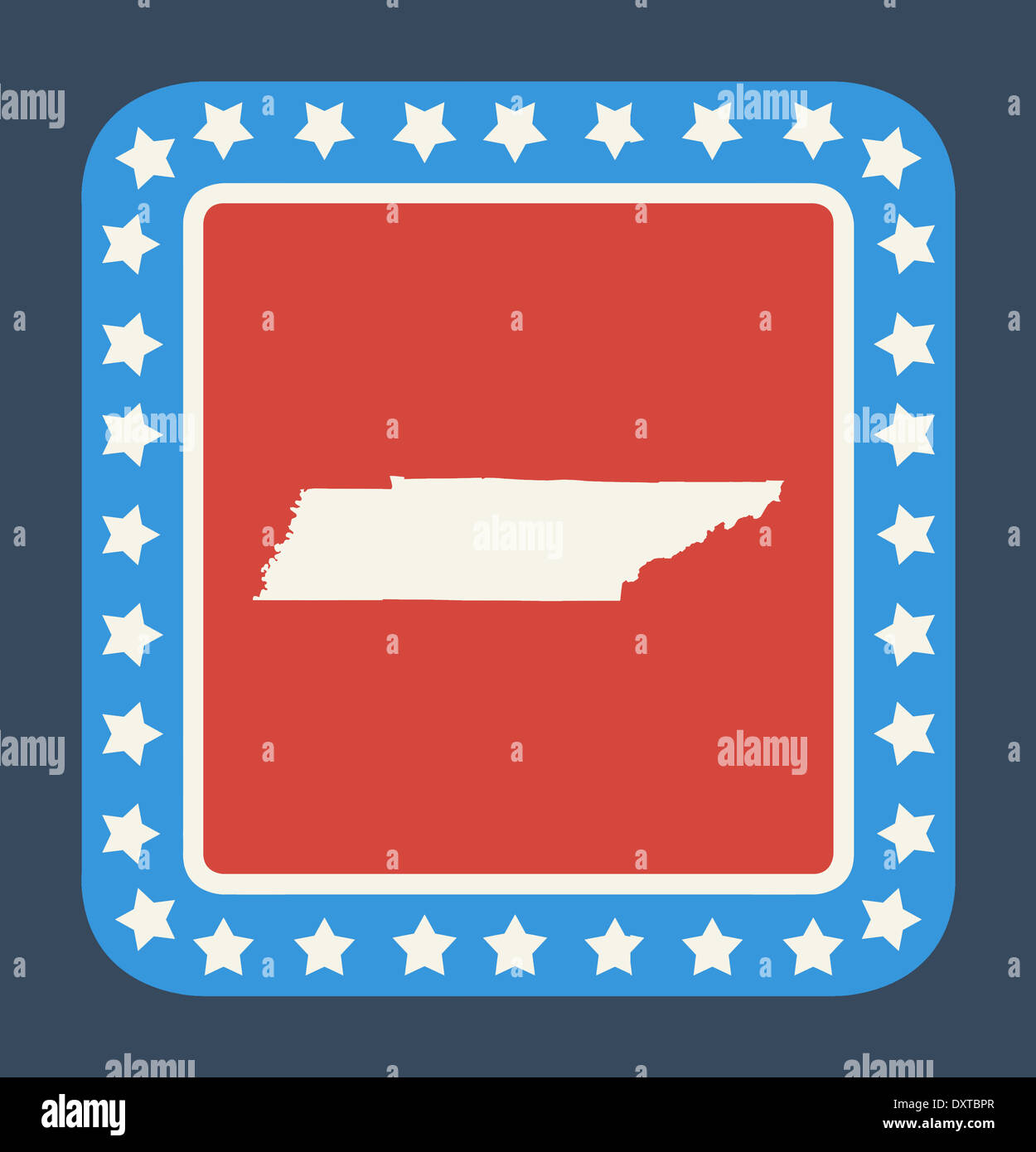 Stato del Tennessee pulsante sulla bandiera americana in flat web design di stile, isolati su sfondo bianco. Foto Stock