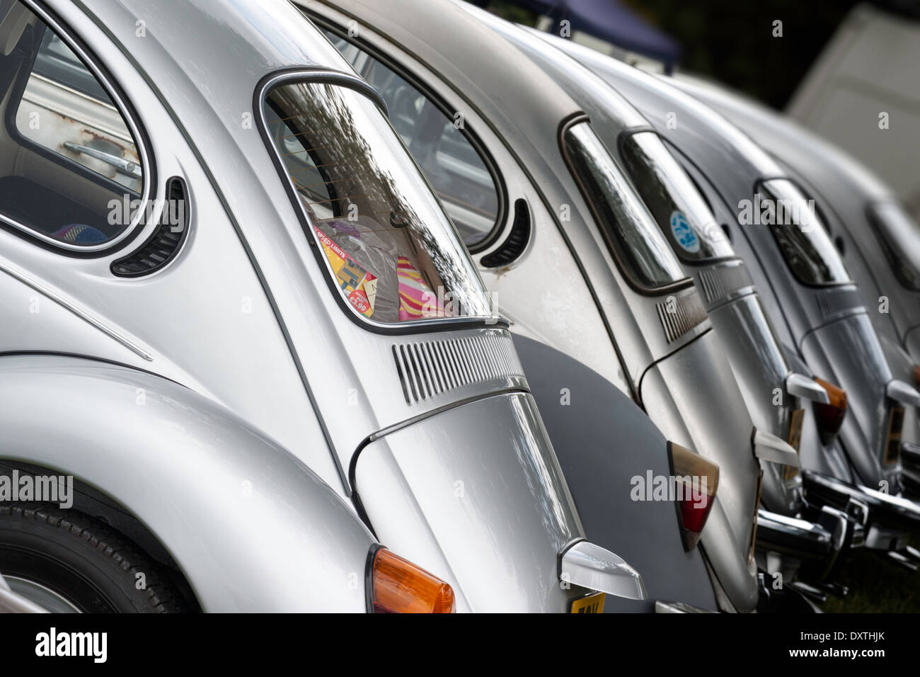 Argento Volkswagen maggiolino alloggiamenti motore. Foto Stock