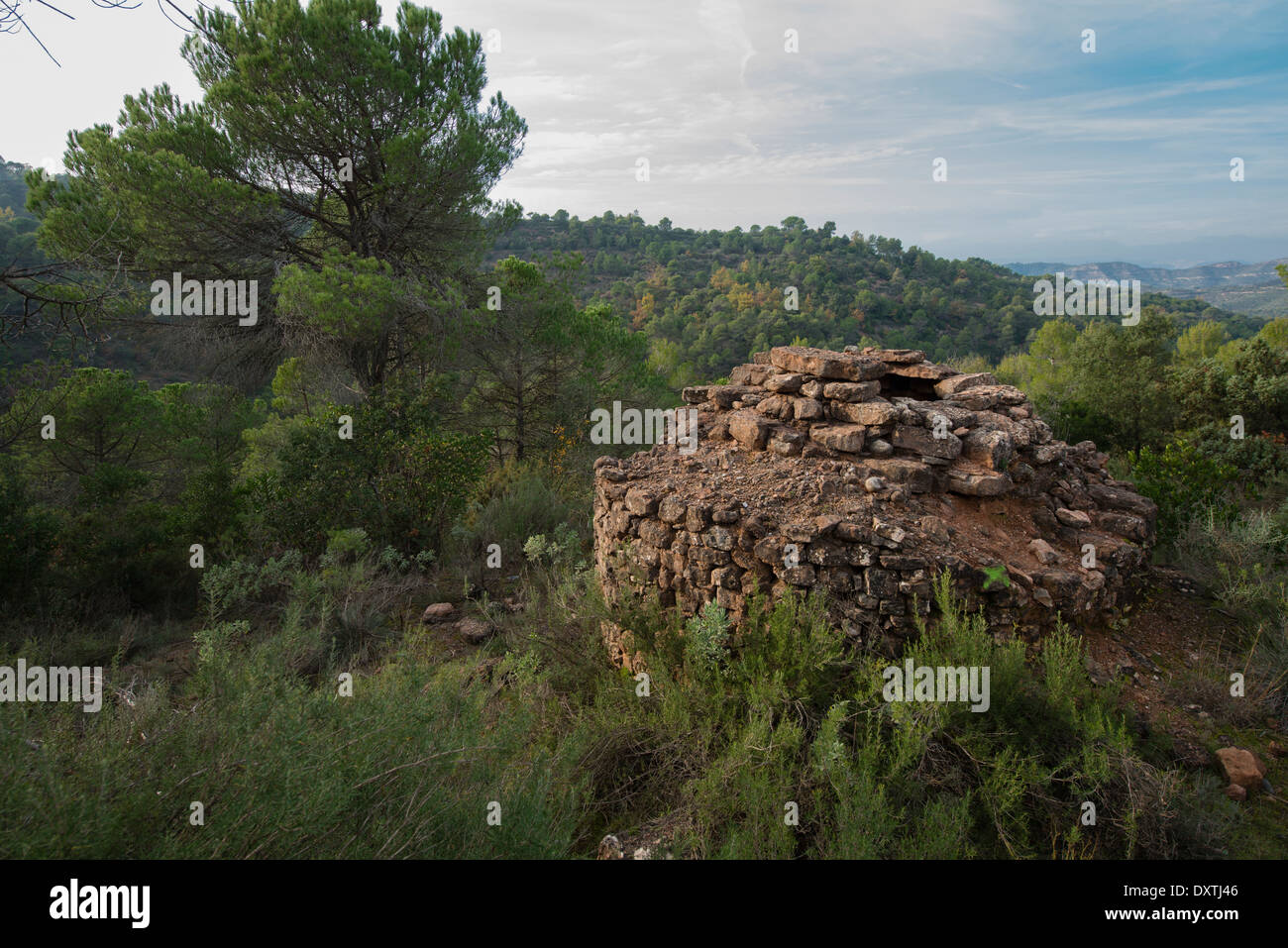 Forno tradizionale ormai abbandonato una volta utilizzati per la cottura verde legname di quercia per fare carbone Foto Stock