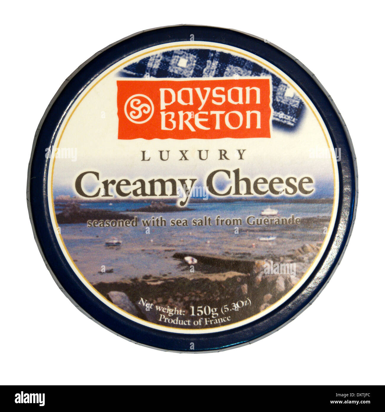 Un pacchetto di morbida crema formaggio da Brittany, Francia settentrionale. Foto Stock