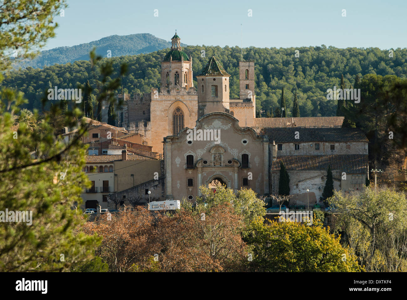 Vista del monastero di Santes Creus, Spagna Foto Stock