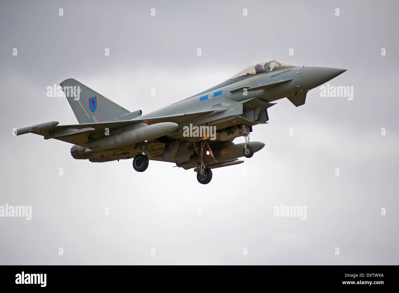 Eurofighter Typhoon RAF n. 6 Squadron in esercizio a RAF Lossiemouth. SCO 9022. Foto Stock
