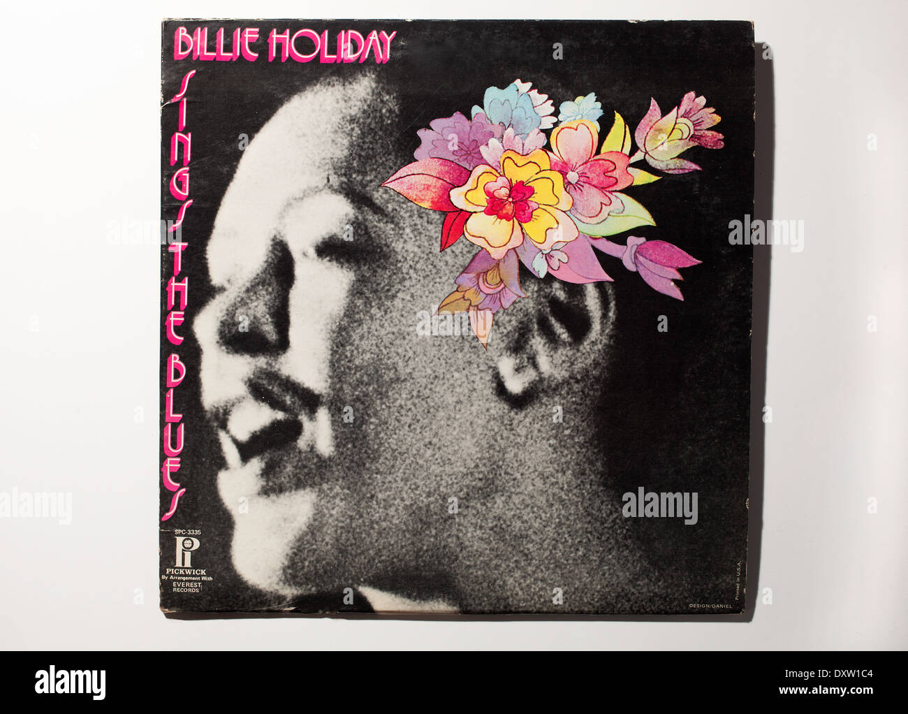 Annata record copertina album del cantante Billie Holiday, canta il blues, su Pickwick record internazionali, 1973. Foto Stock
