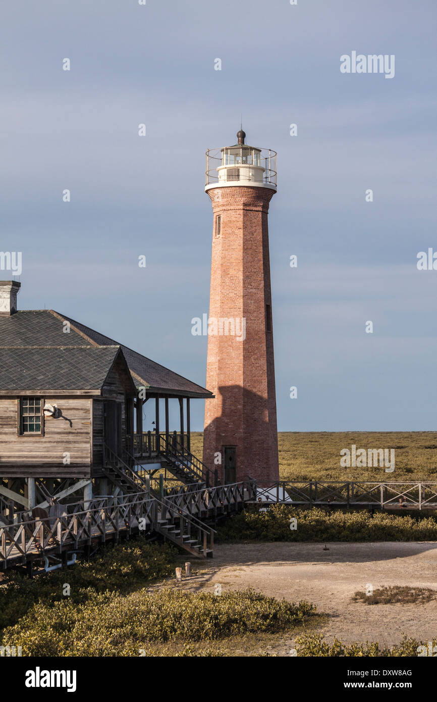 Aransas Pass faro, noto anche come Lydia Ann faro, in Aransas Bay, vicino a Port Aransas, Texas. Foto Stock