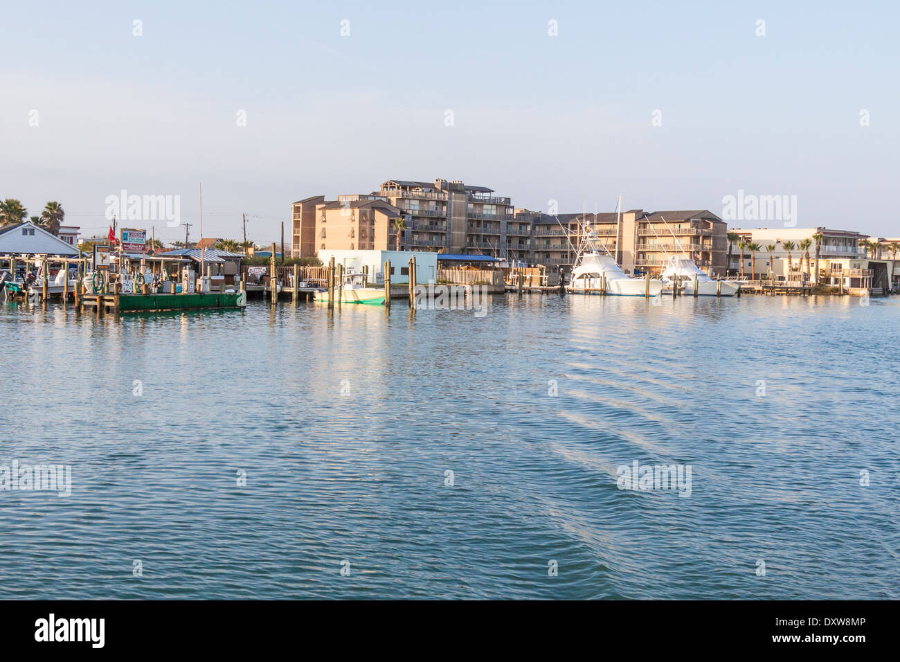 Port Aransas porto e villaggio di pescatori in Port Aransas, Texas. Foto Stock