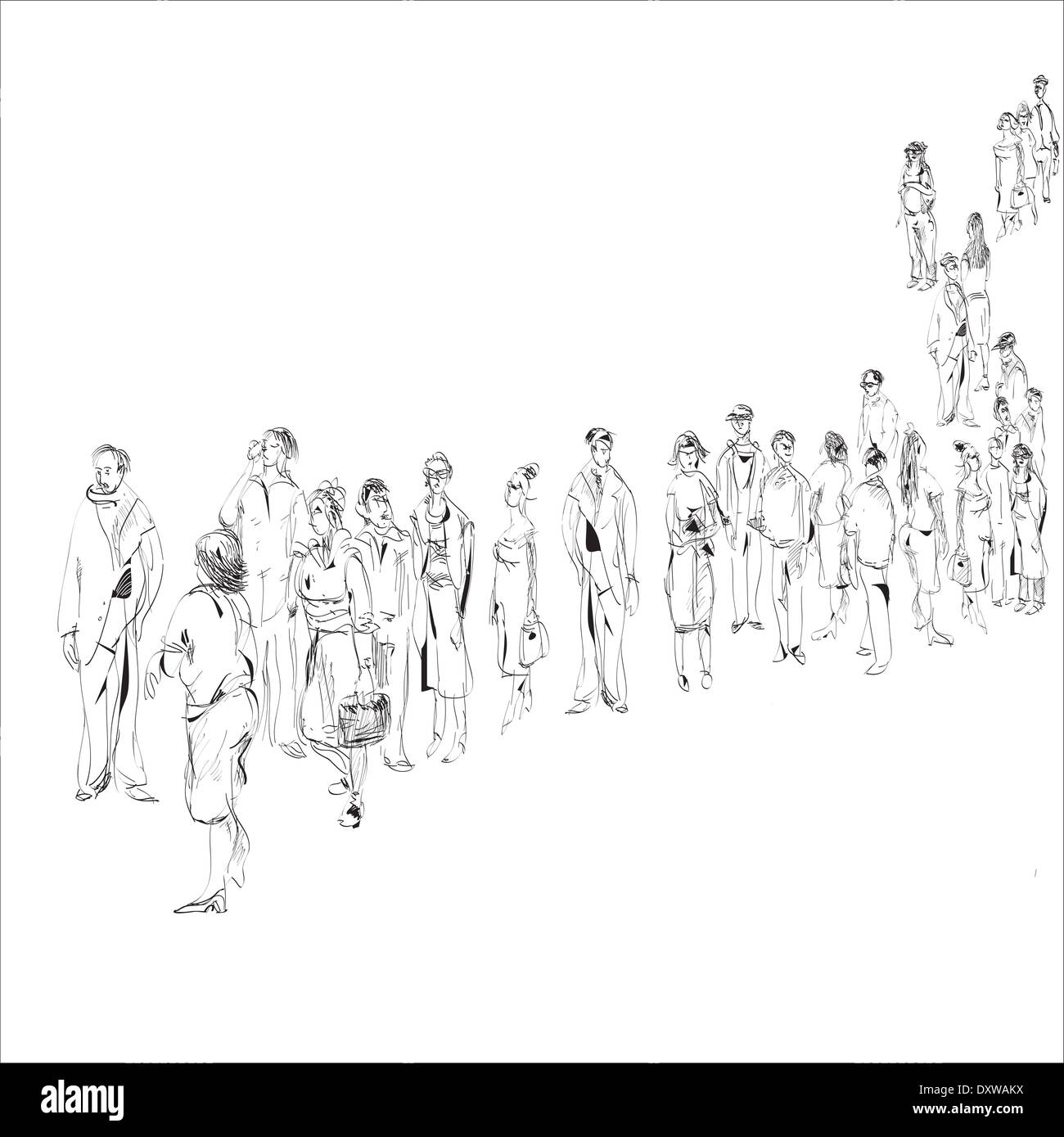 Illustrazione di persone in una coda Foto Stock