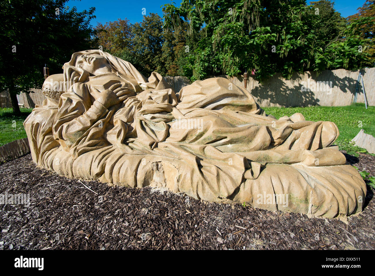 La scultura di sabbia dopo Gian Lorenzo Bernini, Beata Ludovica Albertoni, sabbia internazionale esposizione di scultura, Ludwigsburg Foto Stock