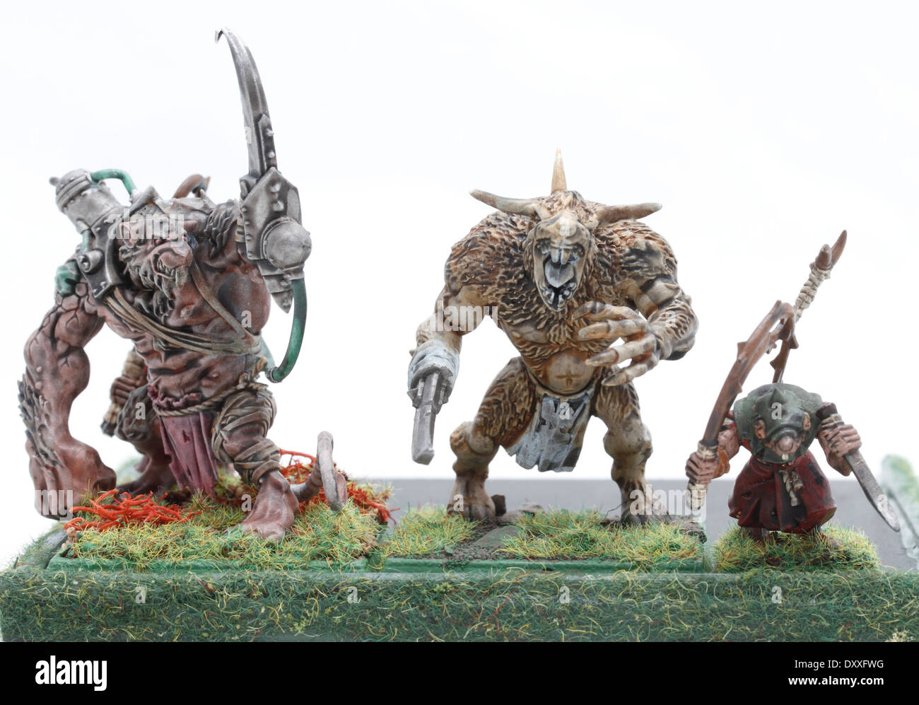 Skaven Rat Ogre + clan formatrice Packmasters dipinta da fotografo Foto Stock