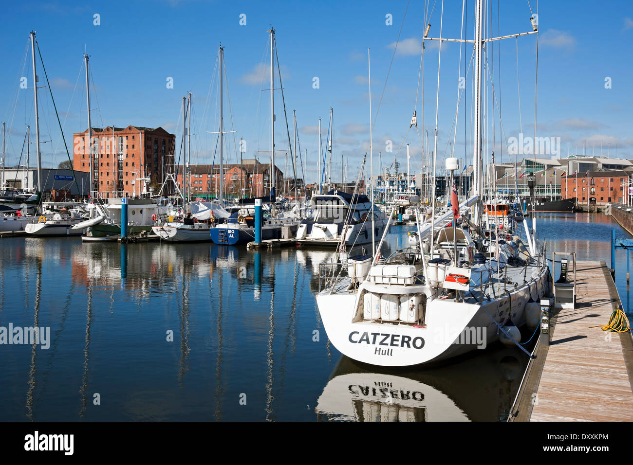 Barche yacht ormeggiati nel centro di Marina Hull East Yorkshire Inghilterra Regno Unito Gran Bretagna Foto Stock