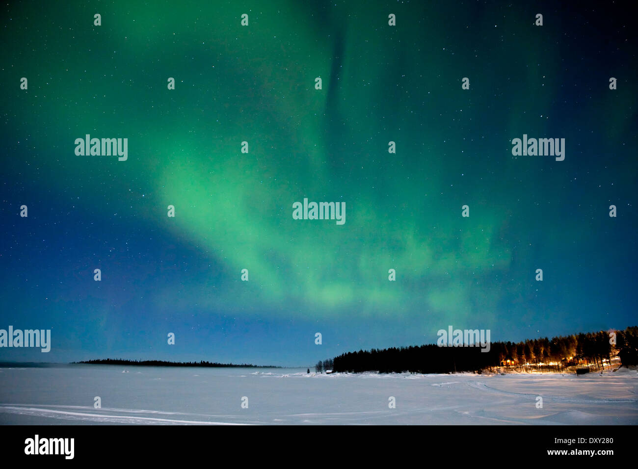 Luci del nord, Aurora Boreale, Mare Bianco, Carelia, Russia Foto Stock