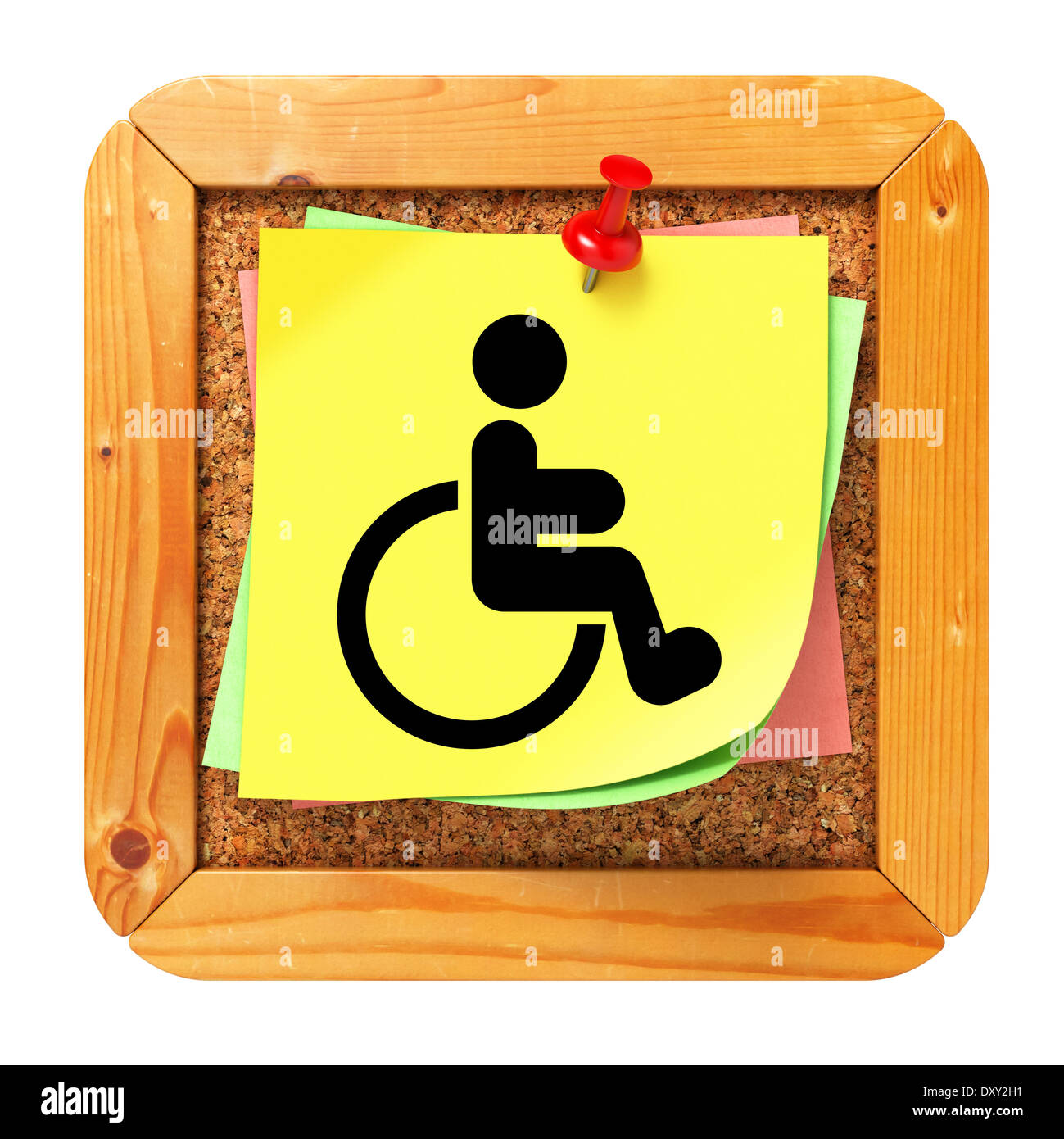 Concetto di disabili - Adesivo sulla Bacheca. Foto Stock