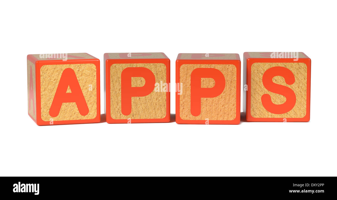 App - colorati alfabeto per bambini blocchi. Foto Stock