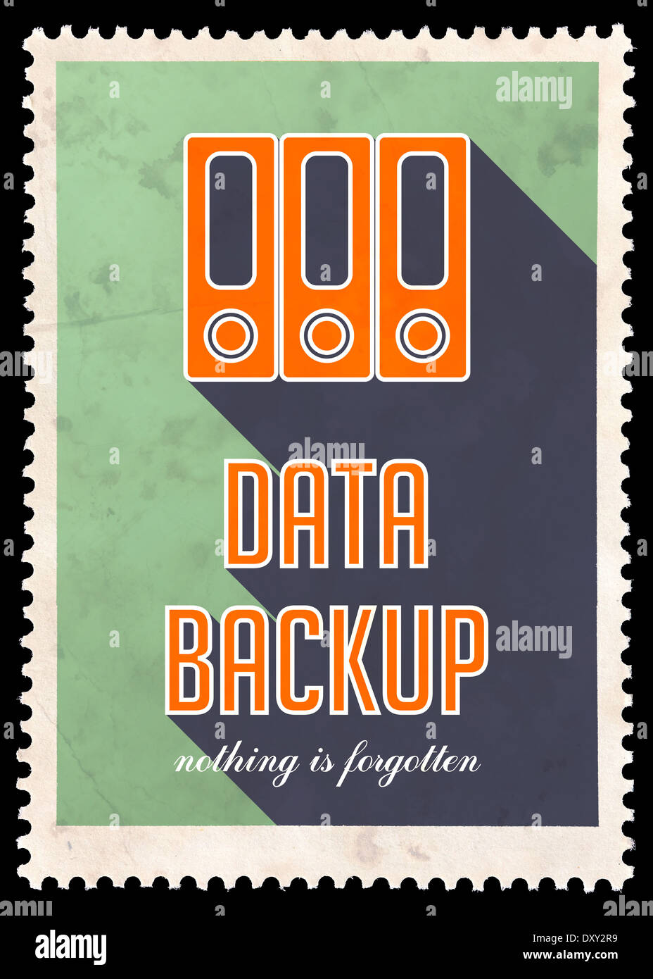 Il backup dei dati su verde in design piatto. Foto Stock