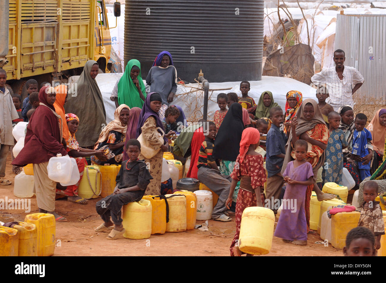 DADAAB, SOMALIA - agosto 07: Il Dadaab Refugee Camp, centinaia di migliaia di condizioni difficili Foto Stock