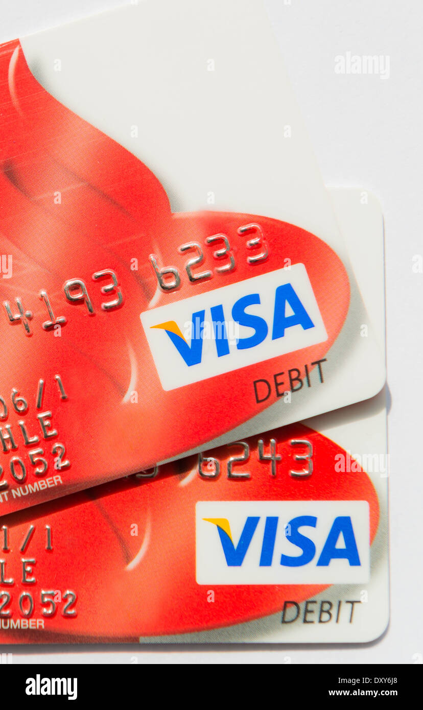 Visa Debit Card vicino ups Foto Stock