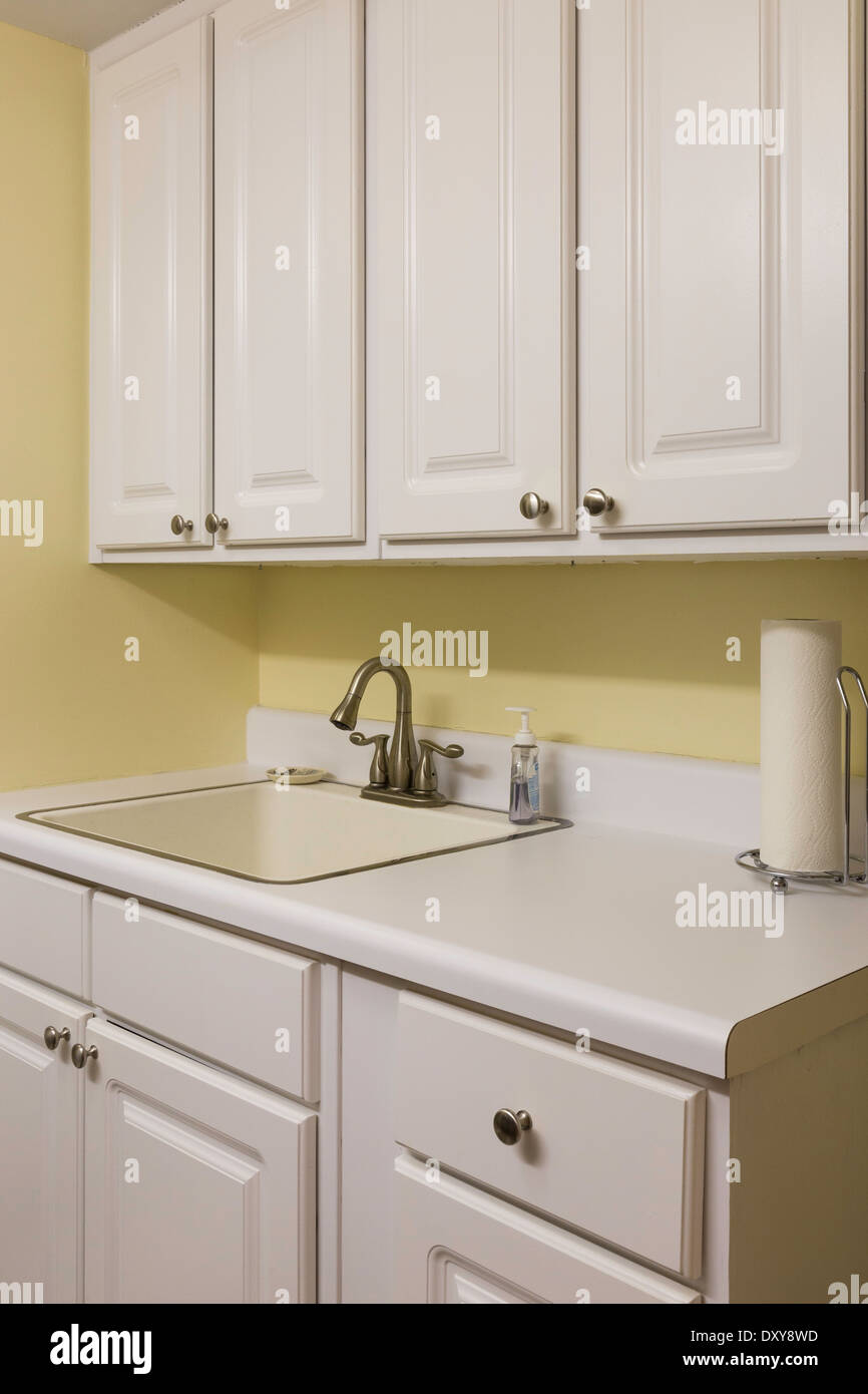 Vetrina casa residenziale sala lavanderia, STATI UNITI D'AMERICA Foto Stock