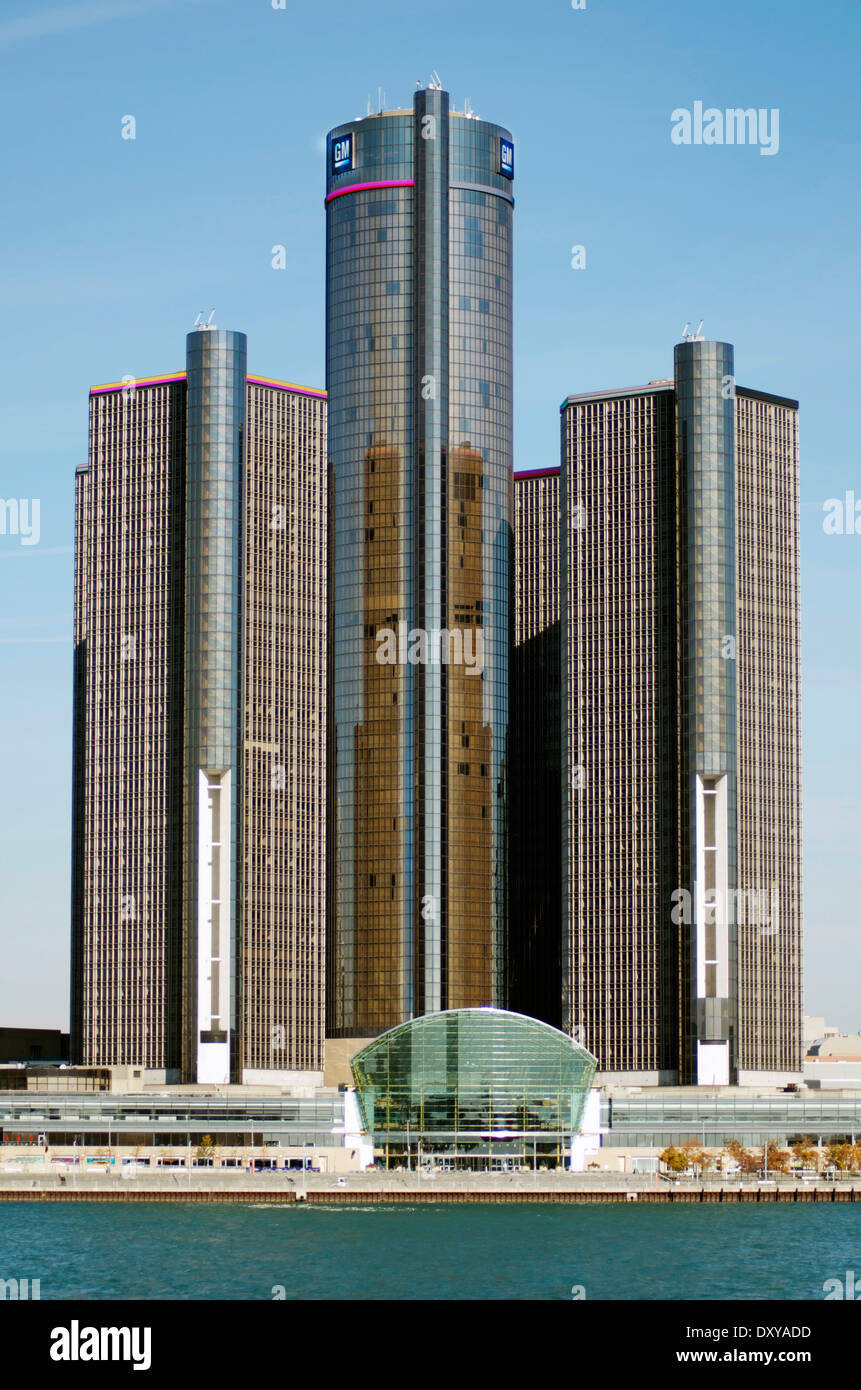 Detroit GM dell edificio o Centro del Rinascimento Foto Stock