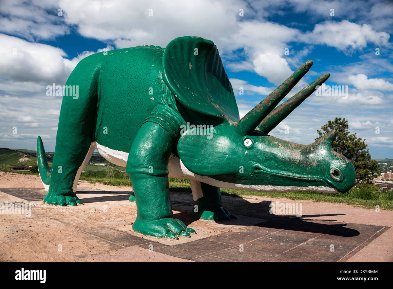 Triceratops statua al Parco Dinosauri in Rapid City, SD. Foto Stock