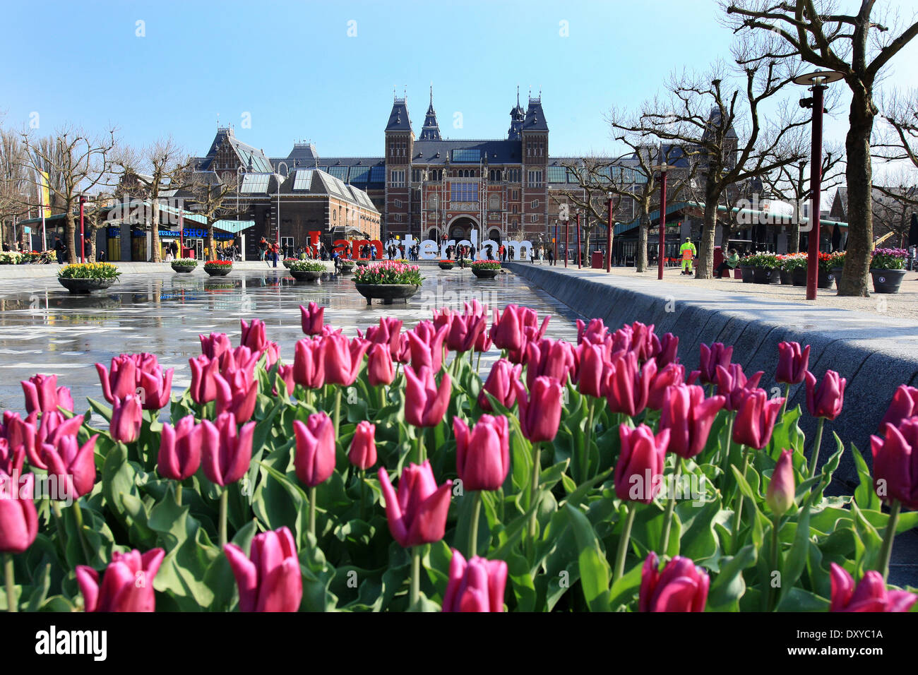 Rijskmuseum a Museumplein in Amsterdam Foto Stock