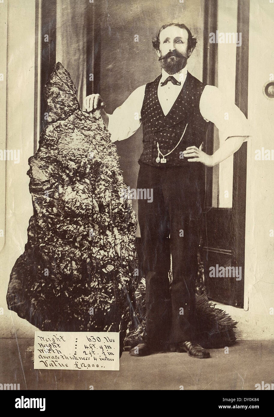 Bernard otto Holtermann e il più grande 'nocciolo' d'oro del mondo, North Sydney, ca. 1874-1876 / Fotografia di montaggio della Società fotografica americana e australiana Foto Stock