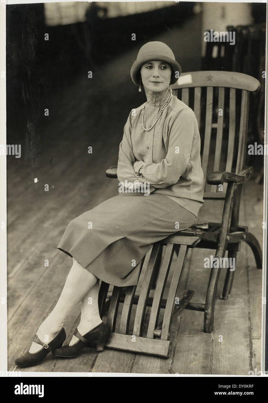 Anna Pavlova a bordo della nave, tour australiano, 1929 / fotografo sconosciuto Foto Stock