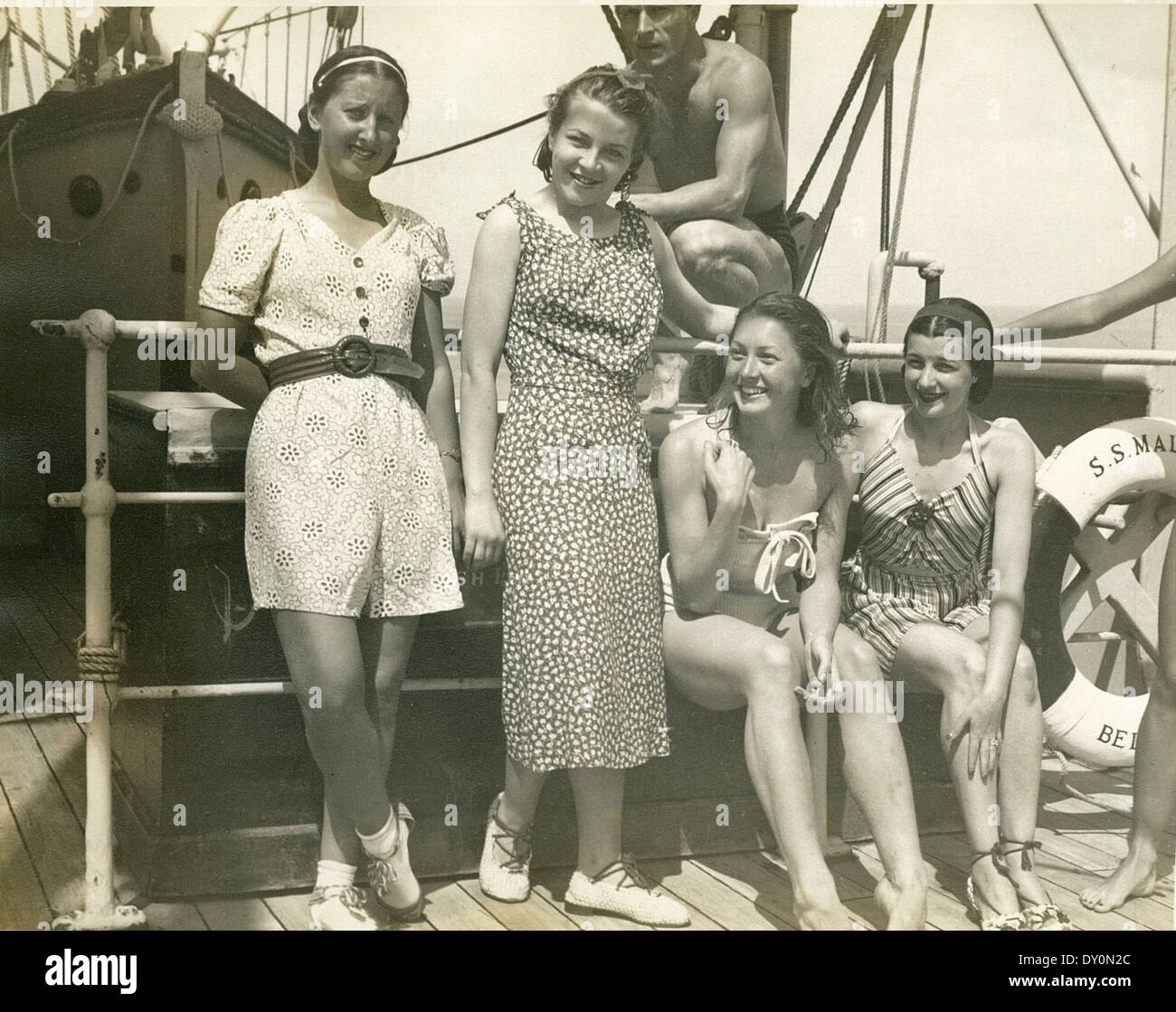 De Basilico Covent Garden balletto russo azienda sulla SS Maloja durante il loro tour australiano, Settembre 1938 Foto Stock