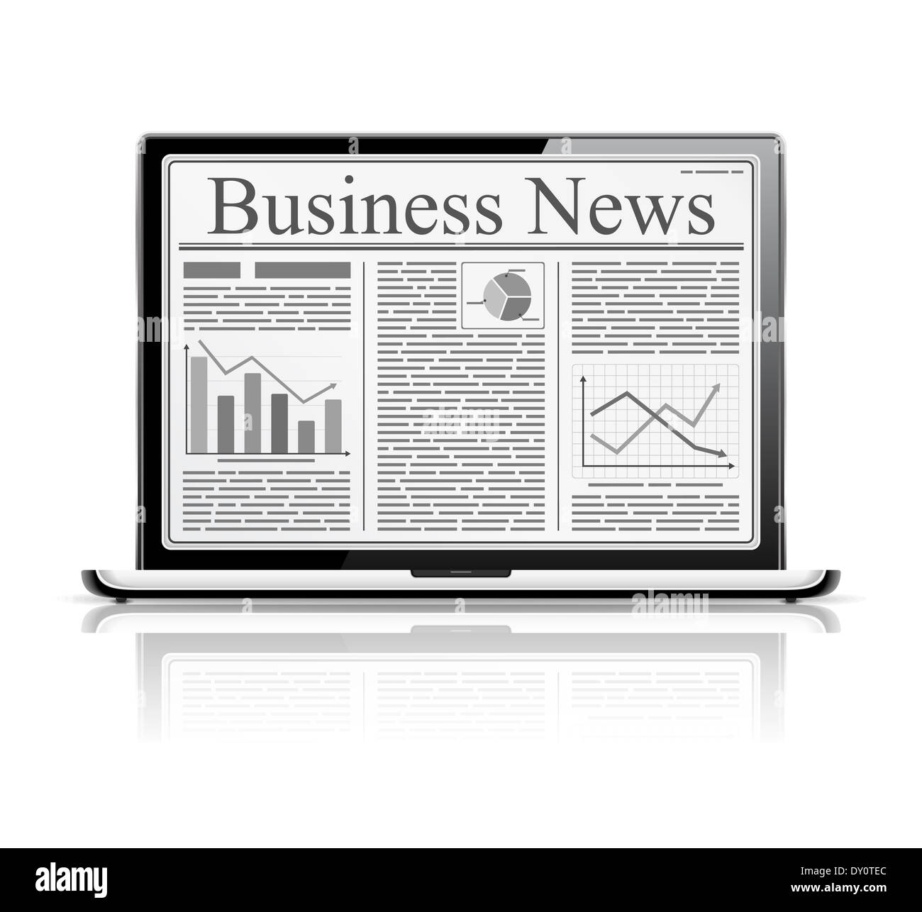 Computer portatile con business news Foto Stock