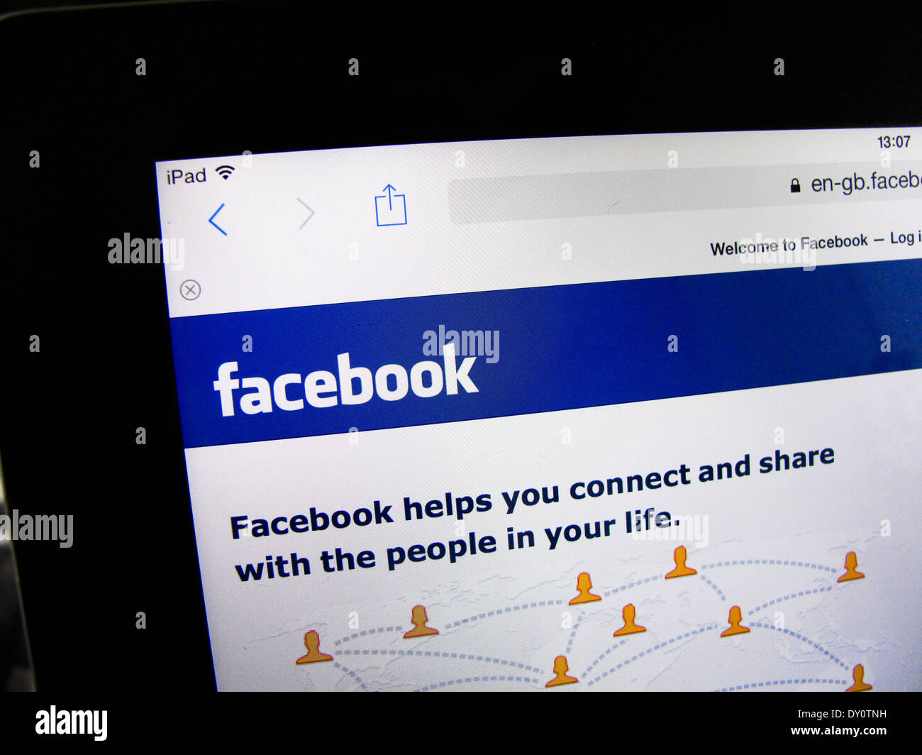 Sito web Facebook su iPad Foto Stock